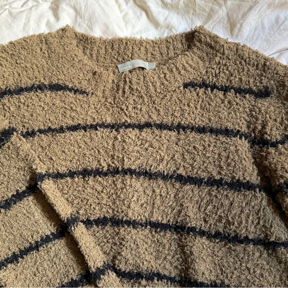 Vince Tan and Black Striped Large Sweater